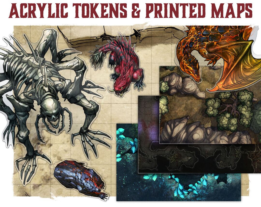 Acrylic tokens and printed maps